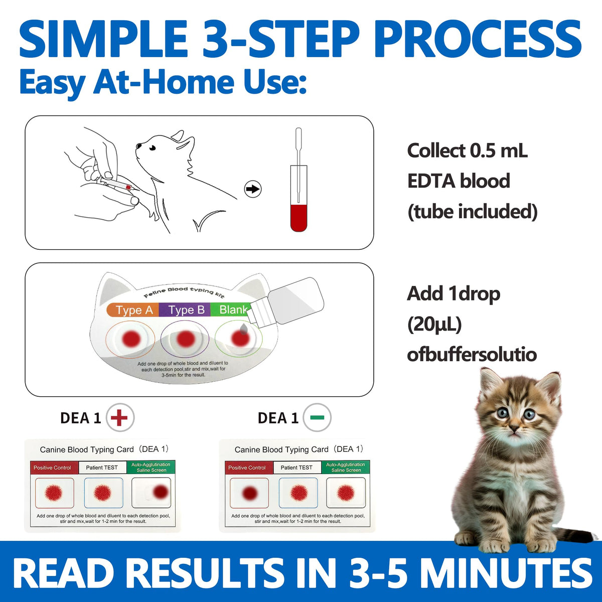 Cat Blood Typing Test Kit with Stainless Steel ID Tag Z9968