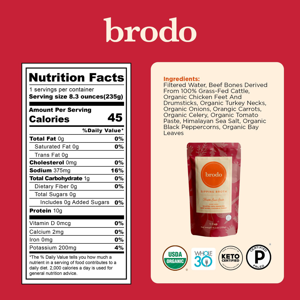 Organic Chicken & Beef Bone Broth 6x 8.3 oz Q603