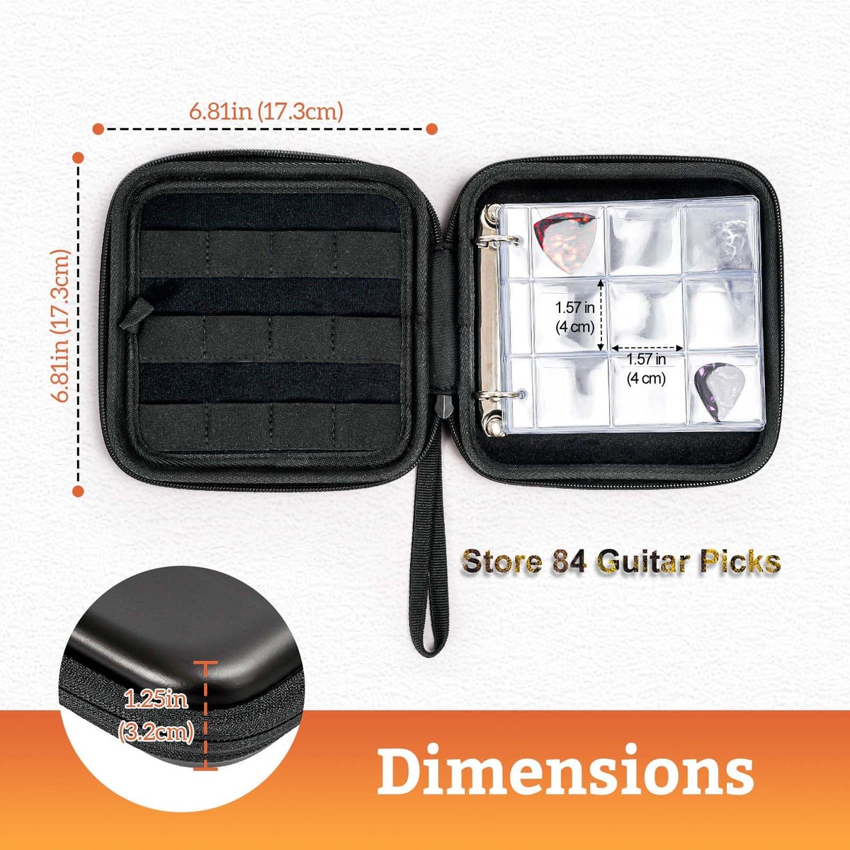 Black Guitar Pick Case Holds 84 pcs Picks U153632