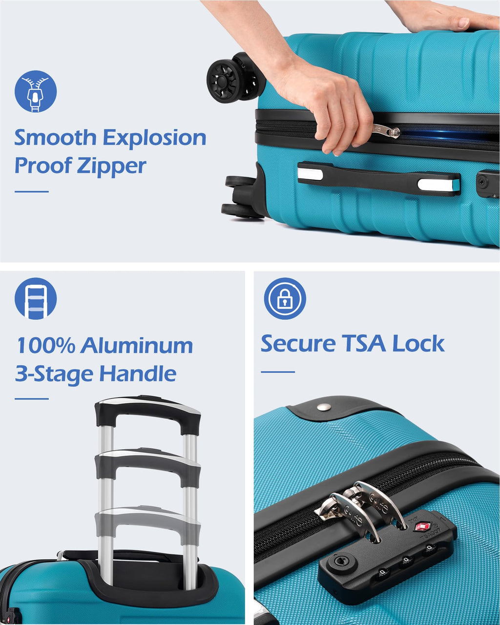 Hardside ABS Luggage with TSA Lock and Spinner Wheels Y6890