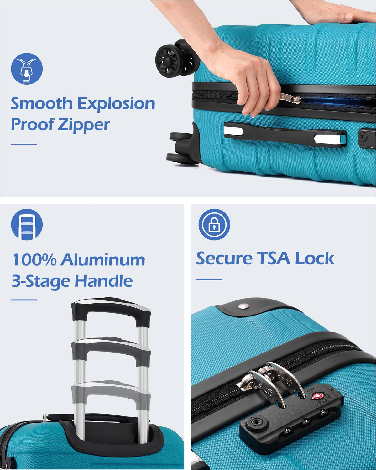 Hardside ABS Luggage with TSA Lock and Spinner Wheels Y6890