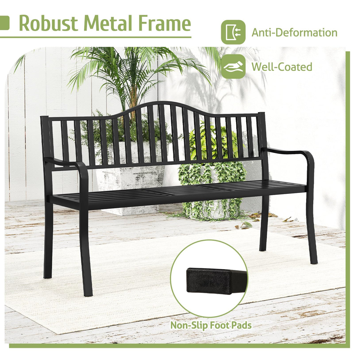 60” Metal Outdoor Garden Park Bench R83288