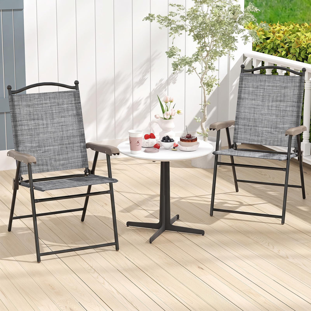 Set of 2 Grey Patio Folding Chairs B518