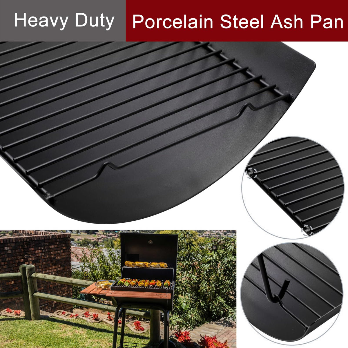 20 Inches Ash Pan Drip Pan and Grill Grates for Charcoal Grills C8842