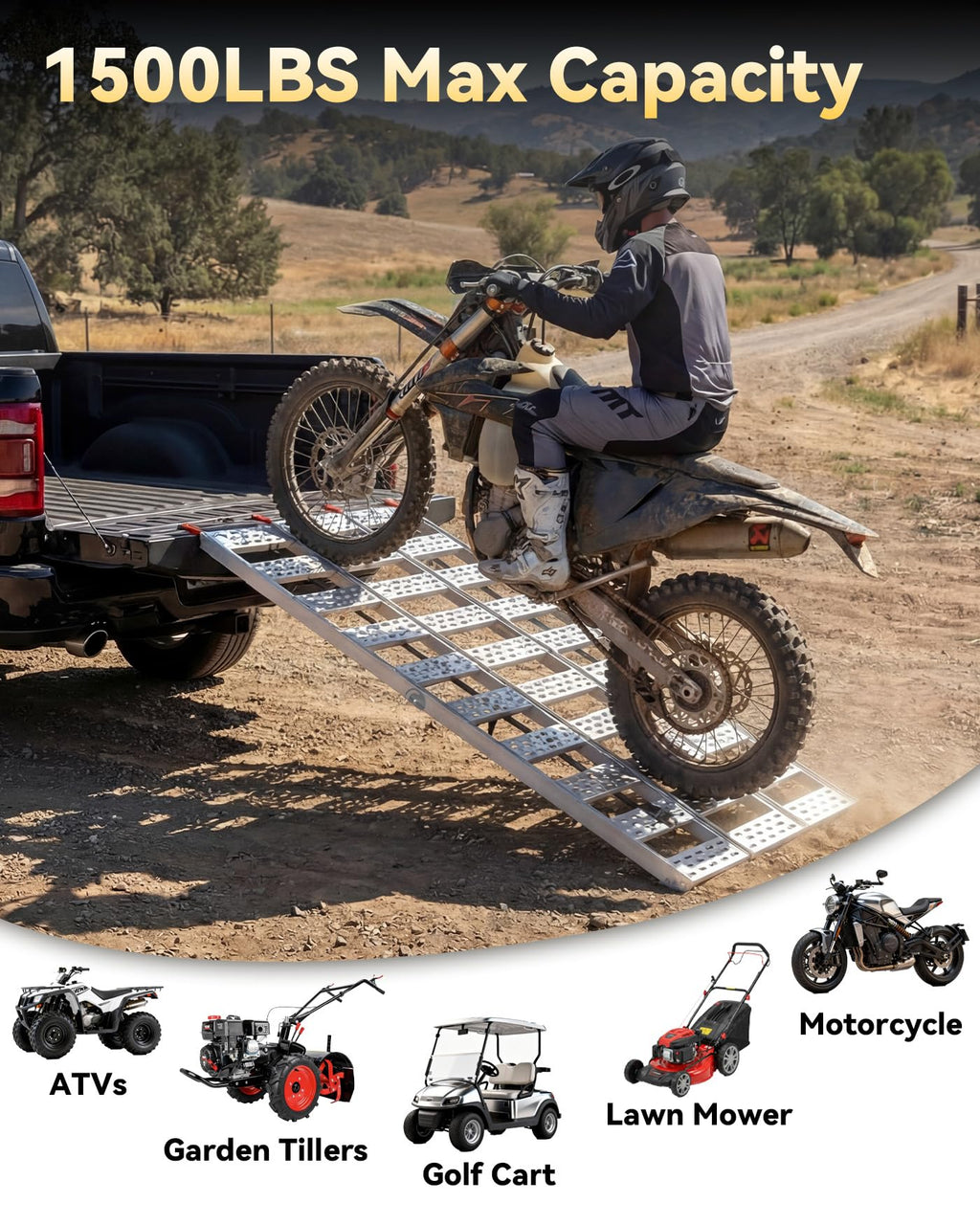 Tri-Fold Aluminum Loading Ramp, 1500 lbs Capacity, 76''L × 50''W S3677