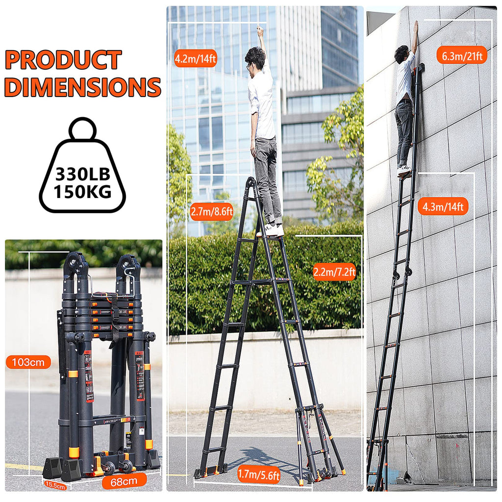Aluminum Telescoping Ladder 330lbs B859163