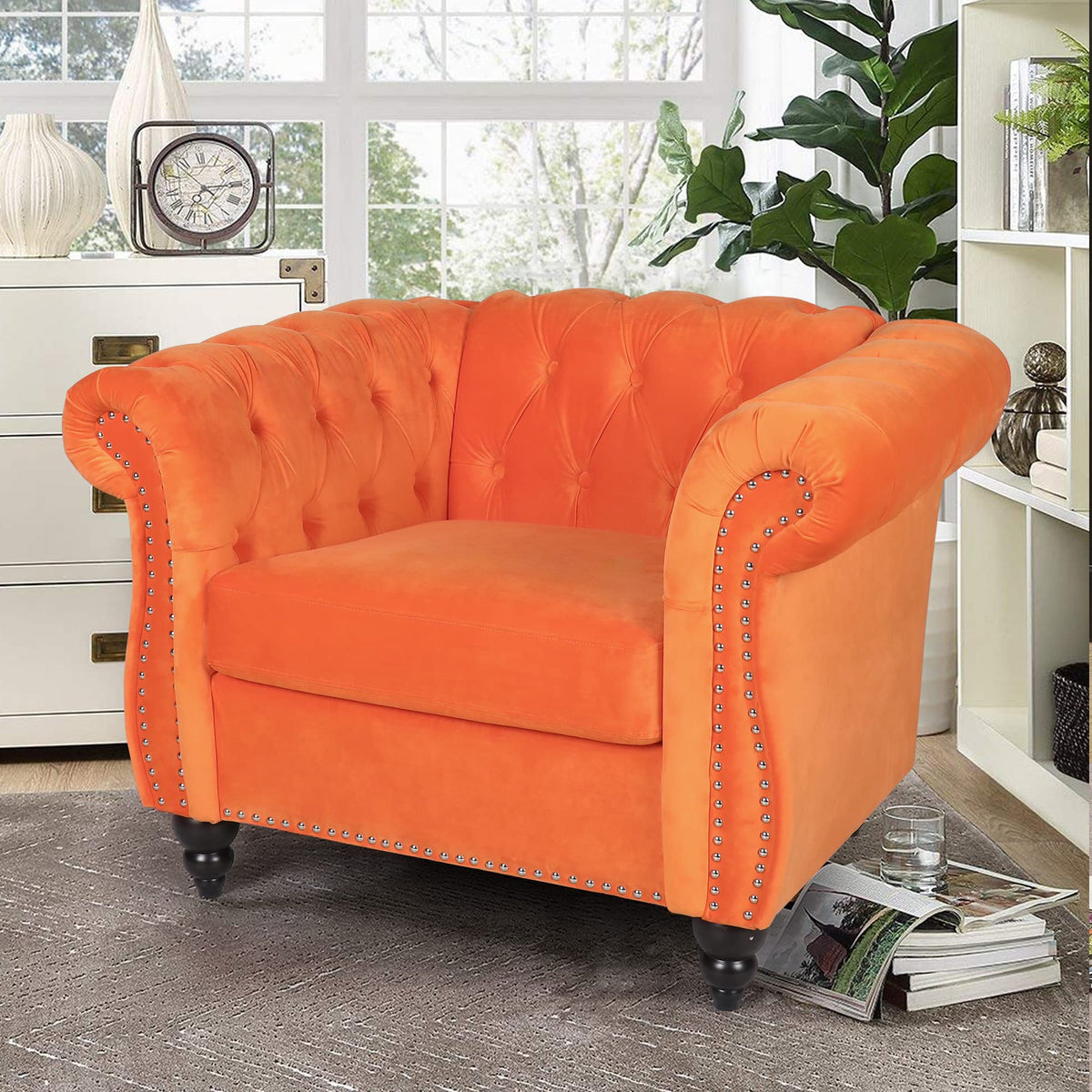 Orange Velvet Accent Chair X30287