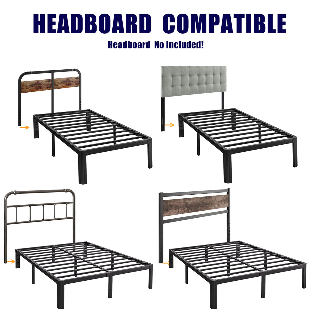 California King Heavy Duty Metal Platform Bed Frame with Round Corners Q536
