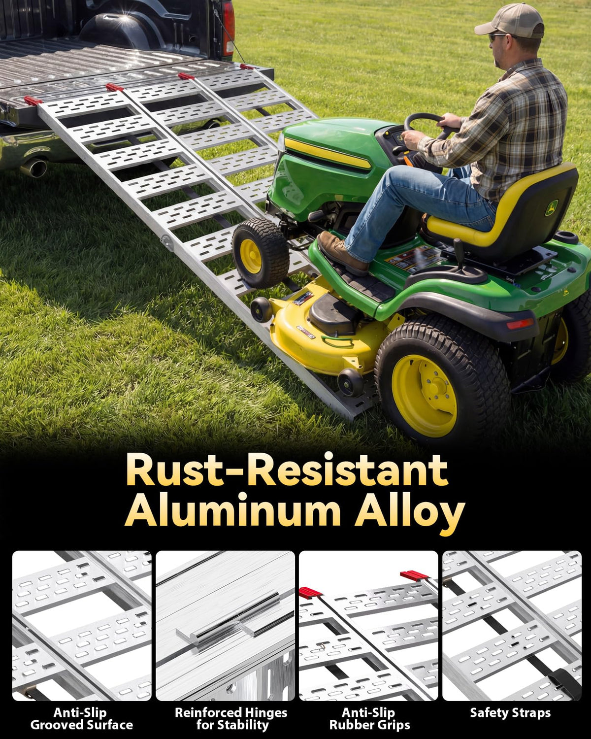 Tri-Fold Aluminum Loading Ramp, 1500 lbs Capacity, 76''L × 50''W S3677