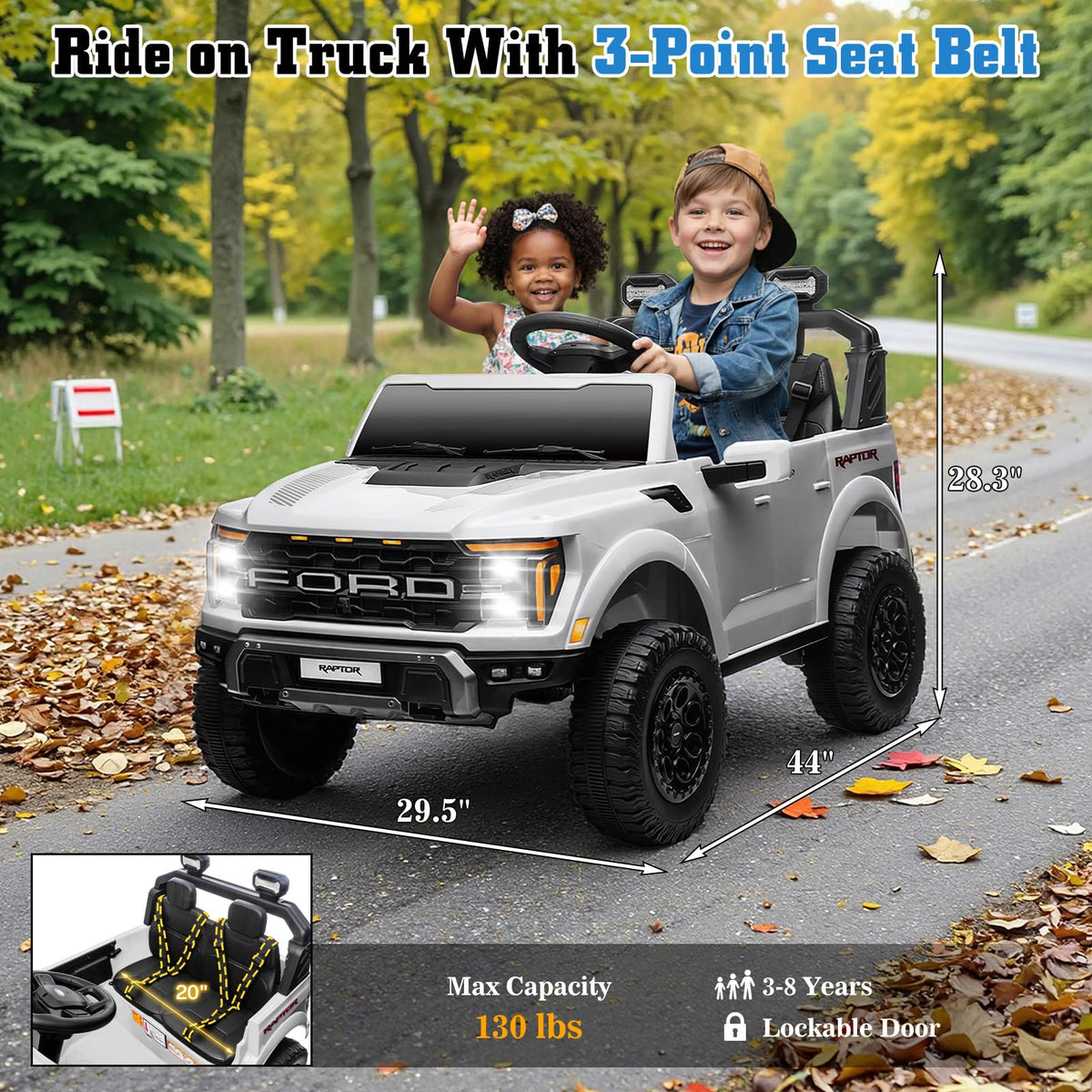 White 24V 2 Seater Ride On Truck J62599