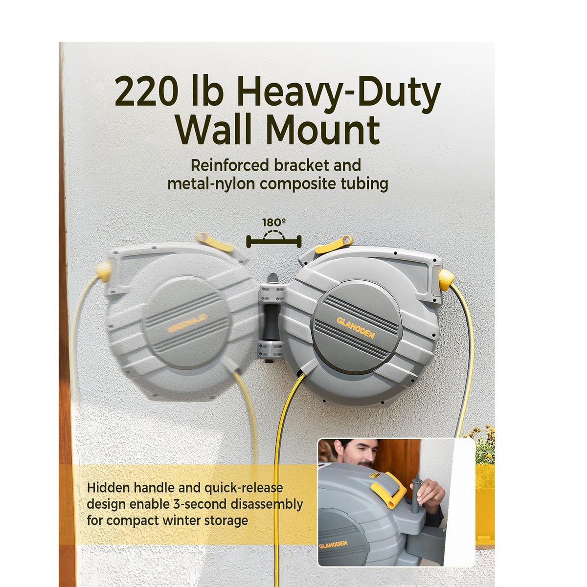 5/8 in x 100 ft Retractable Garden Hose Reel X542985