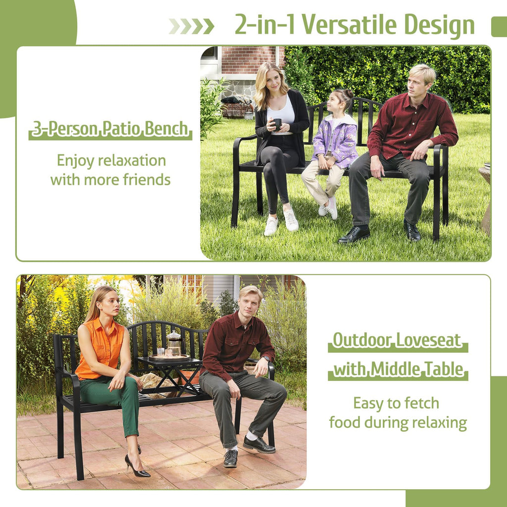 60” Metal Outdoor Garden Park Bench R83288