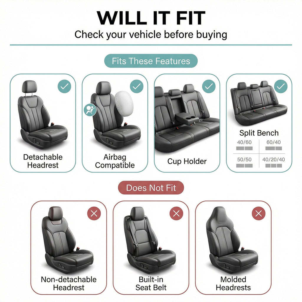 Gray Black Universal Fit Automotive Seat Covers Combo Set with Steering Wheel Cover and Seat Belt Pad P28453