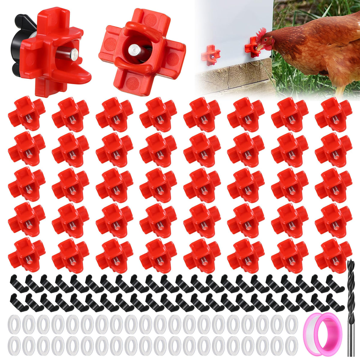 40 Pcs Chicken Waterer Nipples with Drill Bit K972791