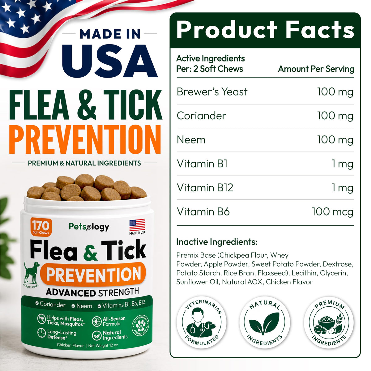 Flea and Tick Prevention for Dogs Soft Chewables W84612