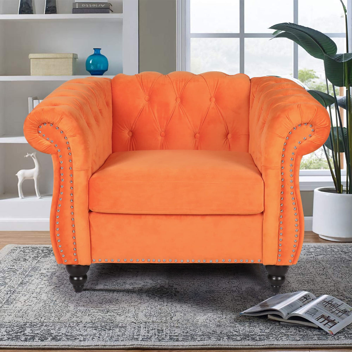 Orange Velvet Accent Chair X30287