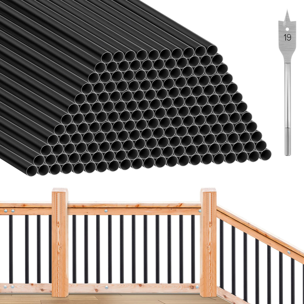 Aluminum Black Metal Deck Balusters 36"x 3/4" 120 Pcs Q943649
