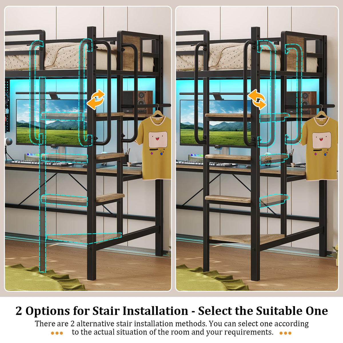 Twin Size Loft Bed with Desk and 5 Drawer N252414