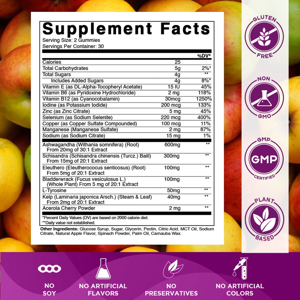 Thyroid Gummies with Iodine & Kelp, 60 Gummies G392531