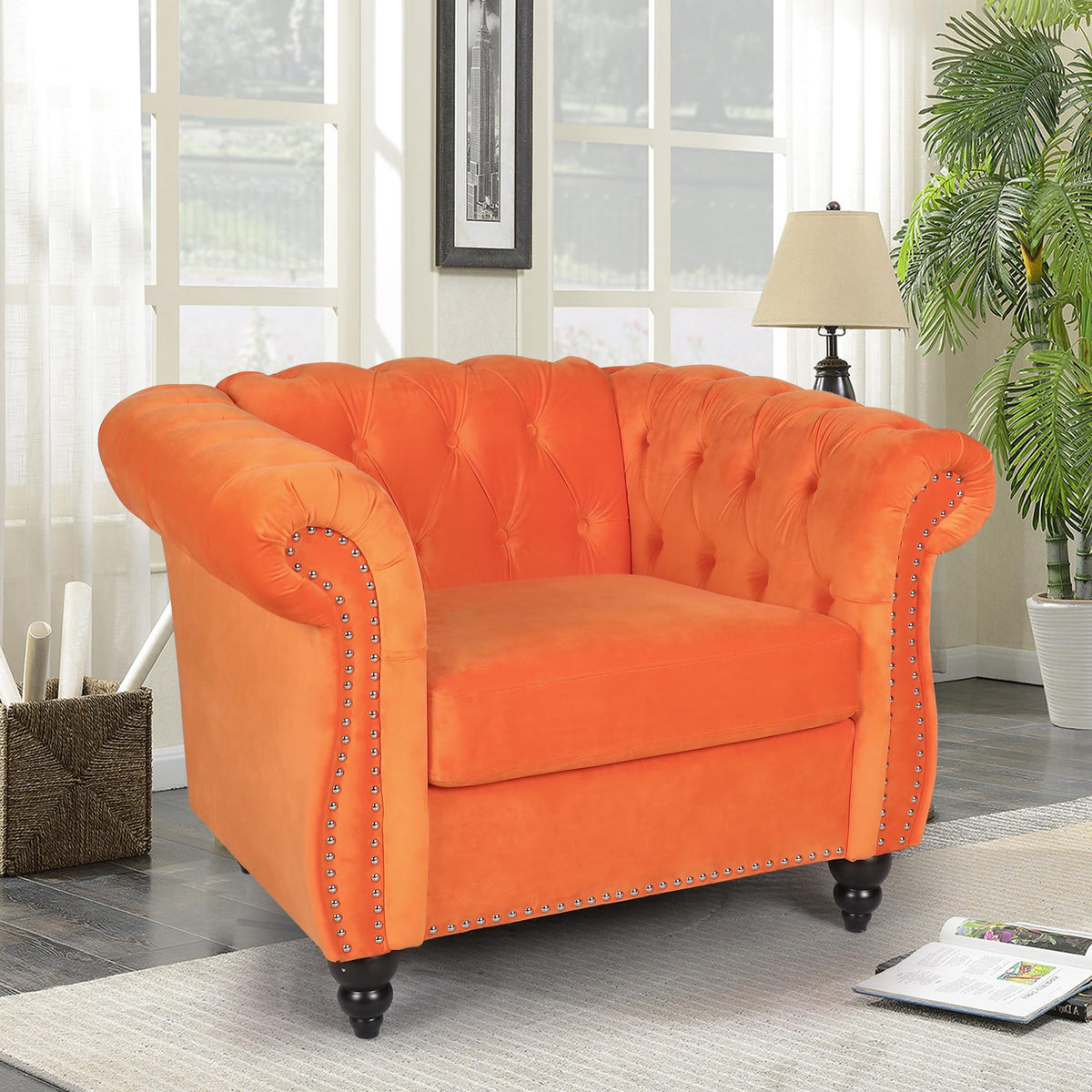 Orange Velvet Accent Chair X30287