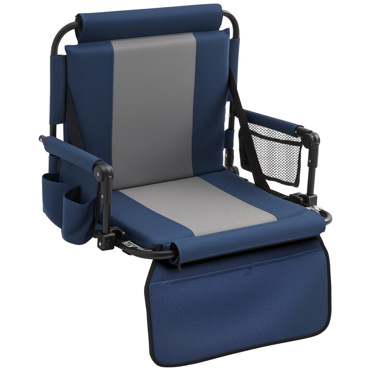 Portable Foldable Bleacher Chair with Cup Holders Blue V6097