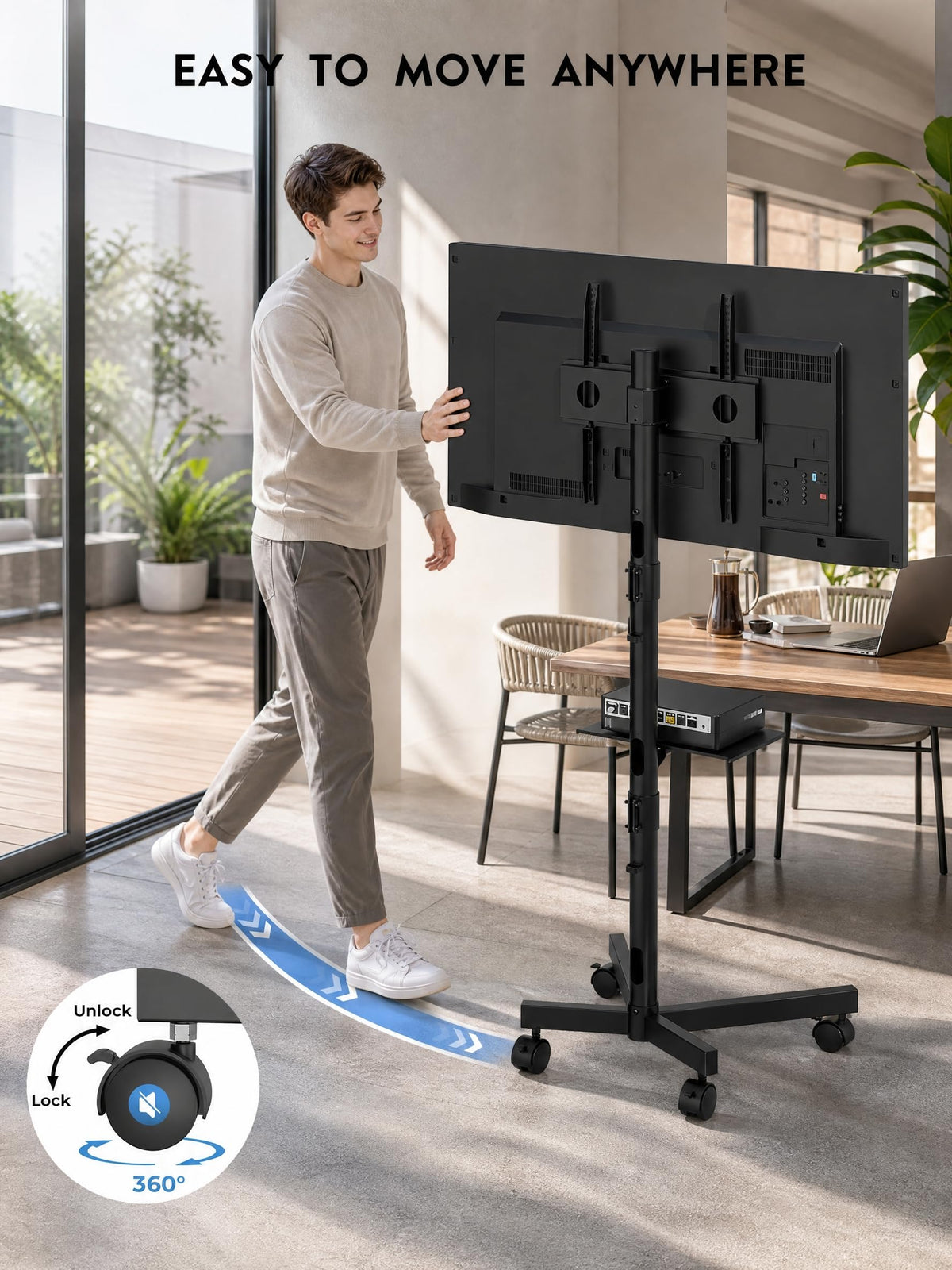 Black Rolling TV Stand for 23-65 Inch TVs O971324