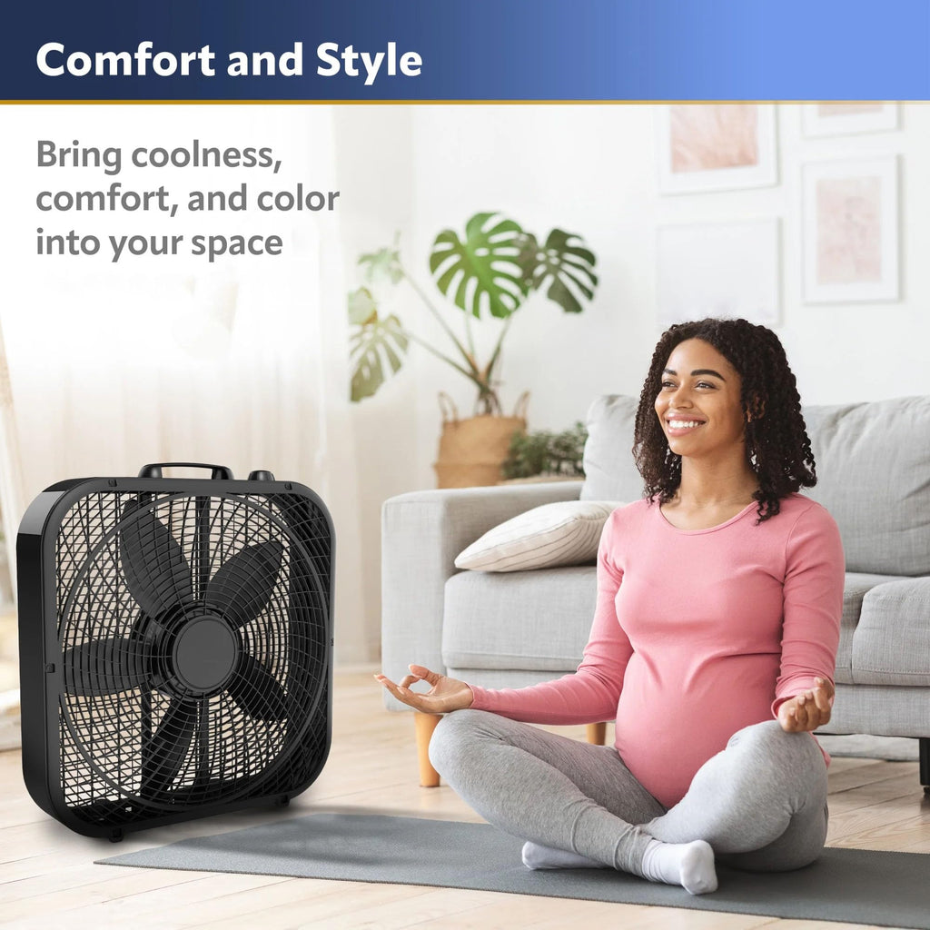 20" Classic Box Fan, 3 Speeds, Black N7781