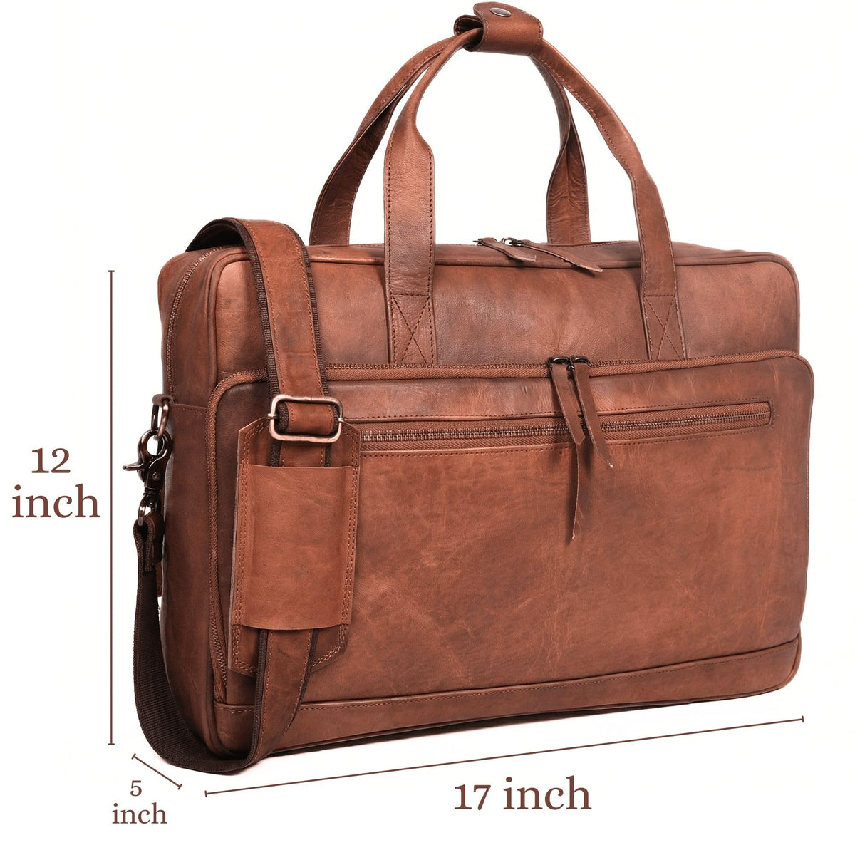 Brown 17-inch Genuine Leather Laptop Briefcase U63134
