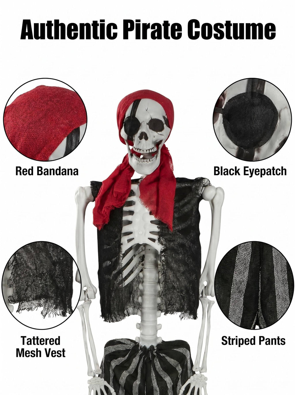 Life Size Pirate Skeleton Halloween Decoration O8154