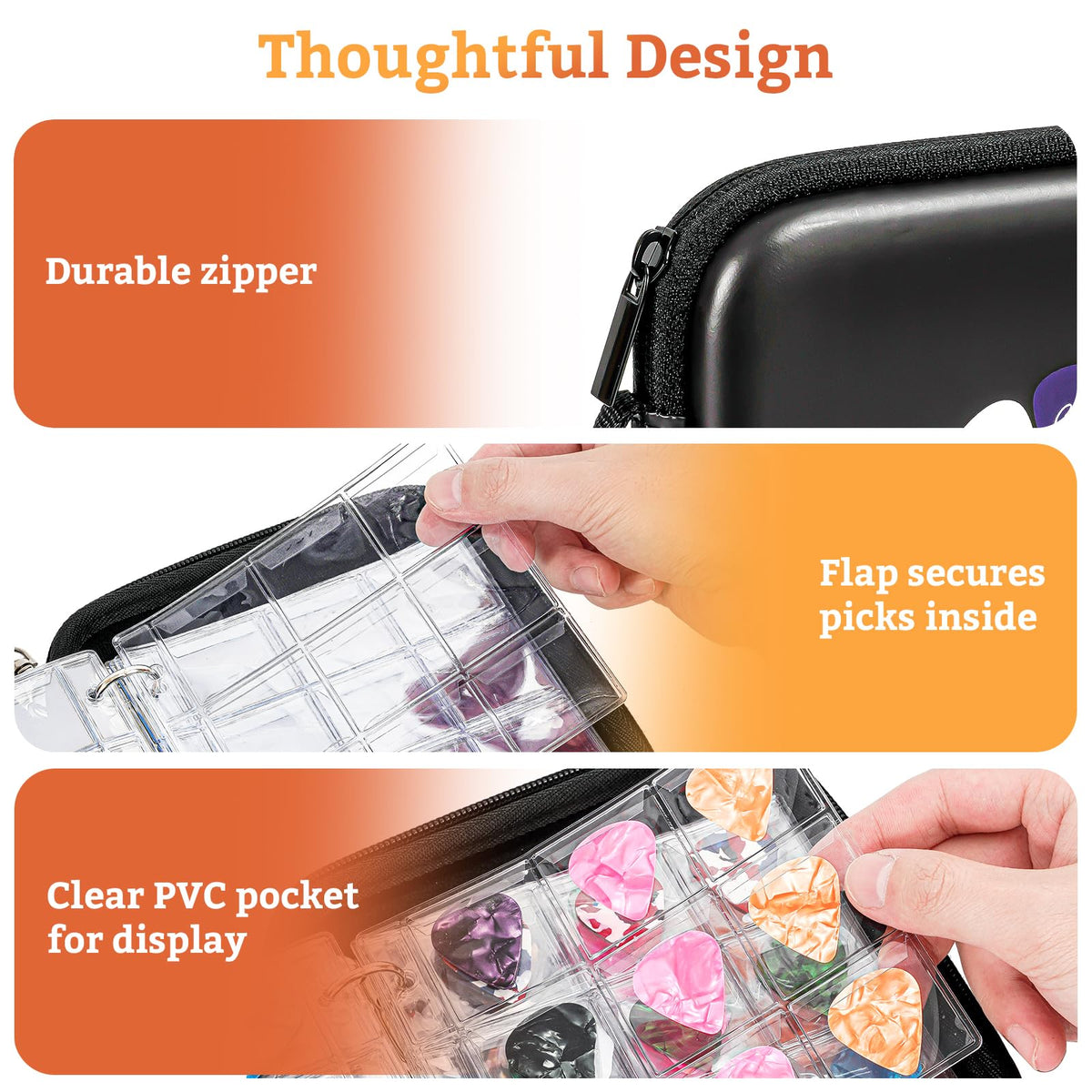 Black Guitar Pick Case Holds 84 pcs Picks U153632