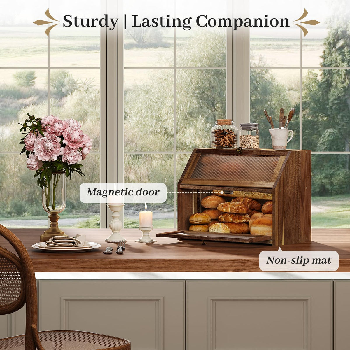 Acacia Wood 2 Layer Bread Box U28433