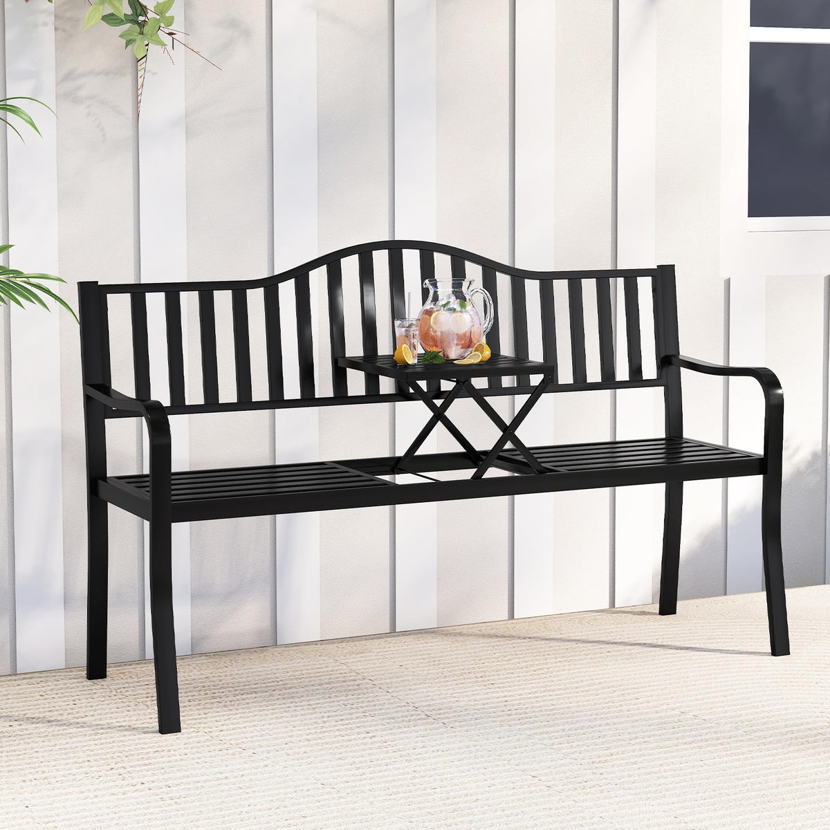 60” Metal Outdoor Garden Park Bench R83288