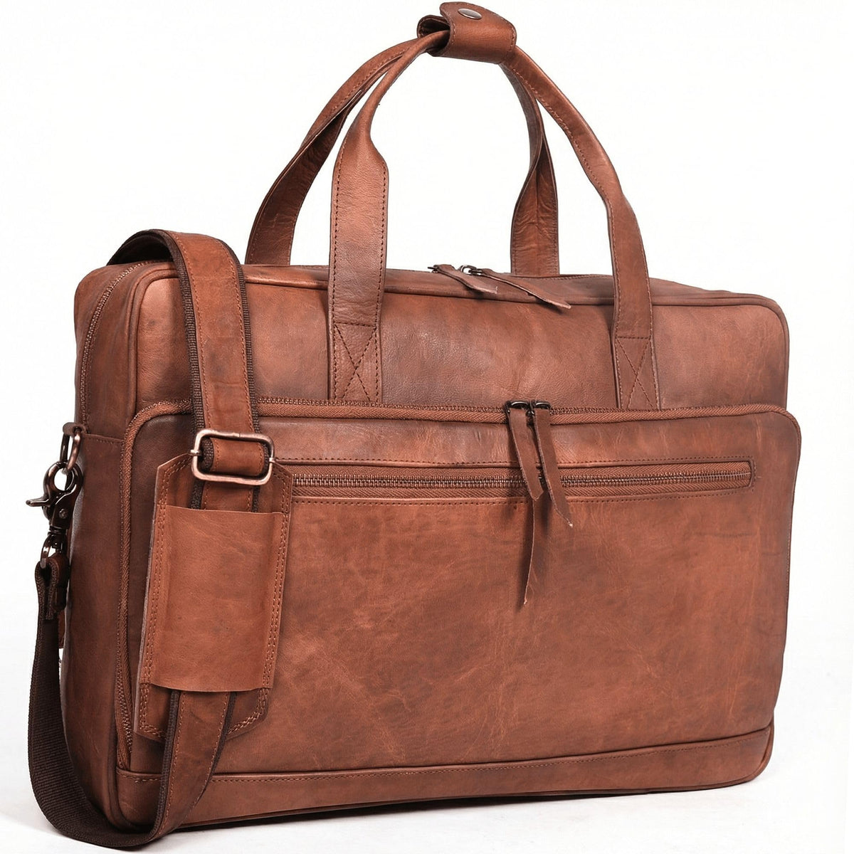 Brown 17-inch Genuine Leather Laptop Briefcase U63134