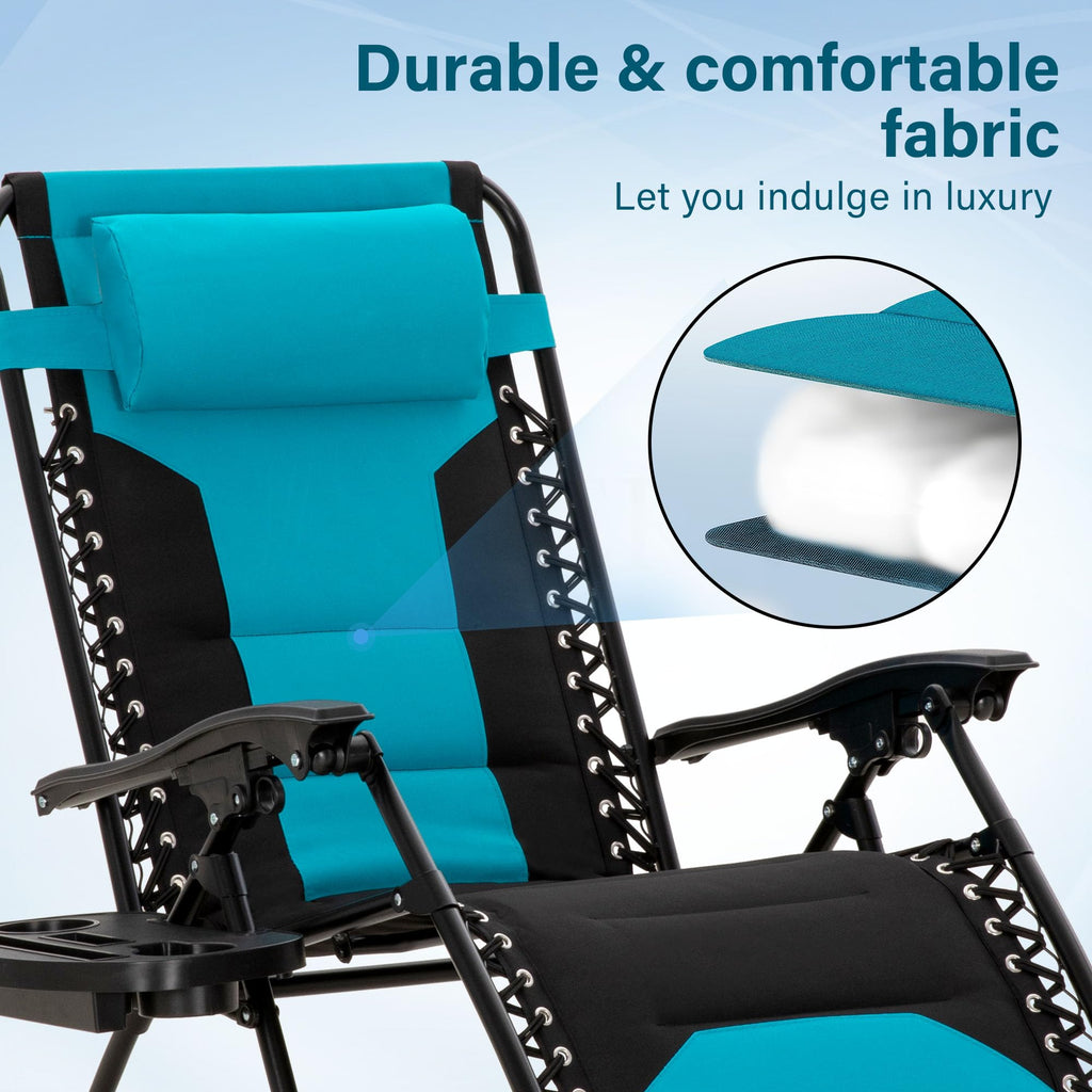 Zero Gravity Chair Set of 2 Folding Patio Lounge Recliner with Pillows Cup Holder G262