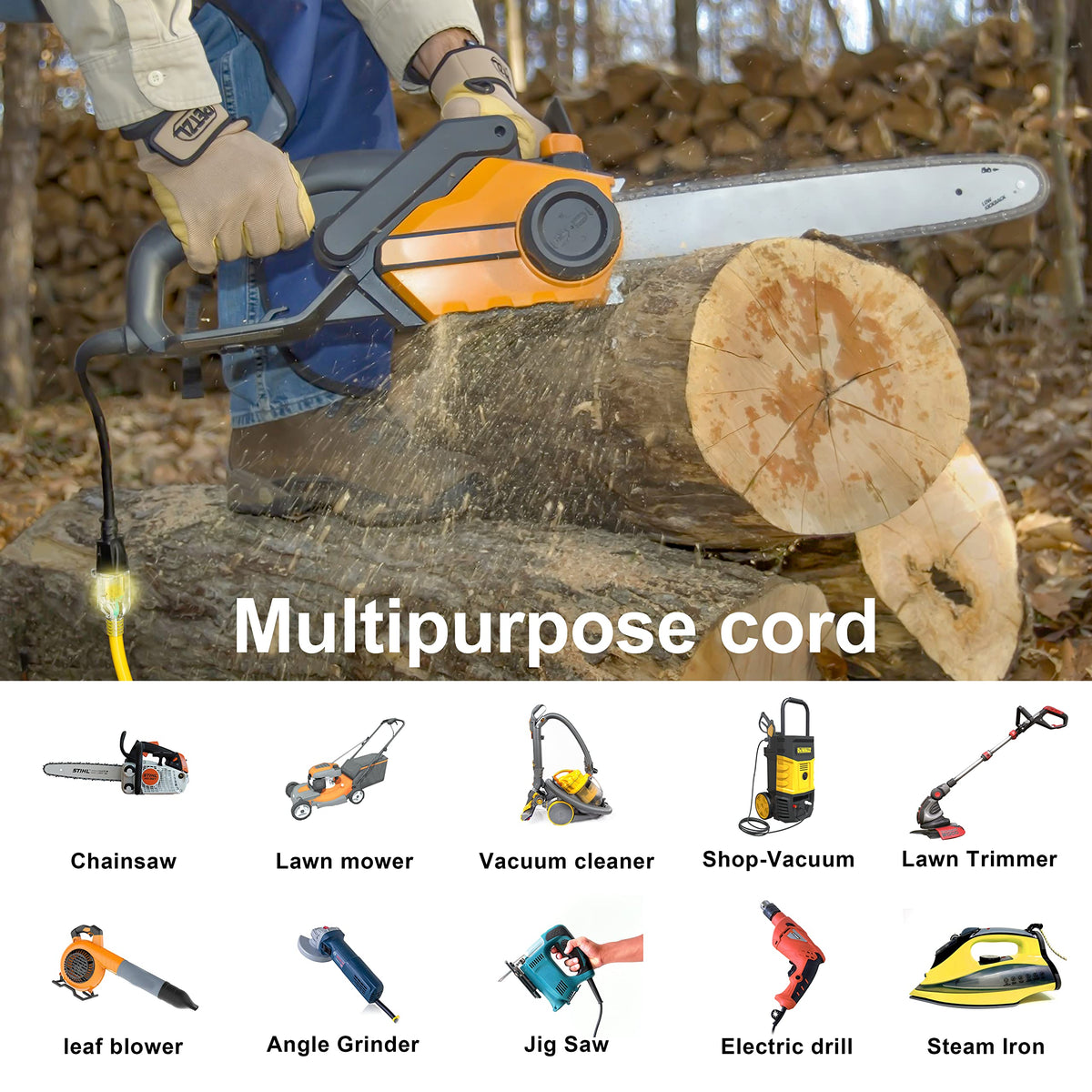 100 FT 12/3 Gauge Heavy Duty Outdoor Extension Cord Waterproof D18452