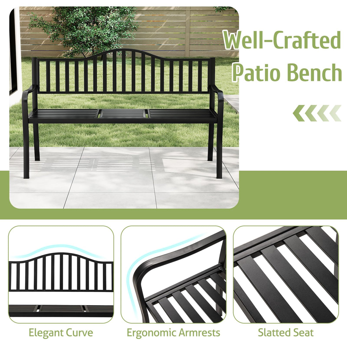 60” Metal Outdoor Garden Park Bench R83288