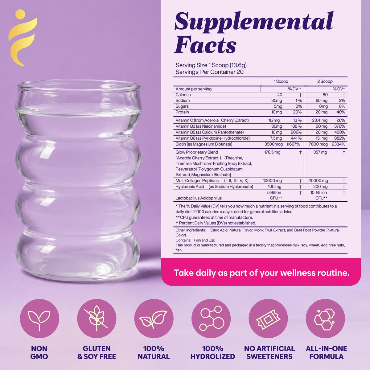 Unflavored Multi Collagen Peptides Powder 40 Servings B117
