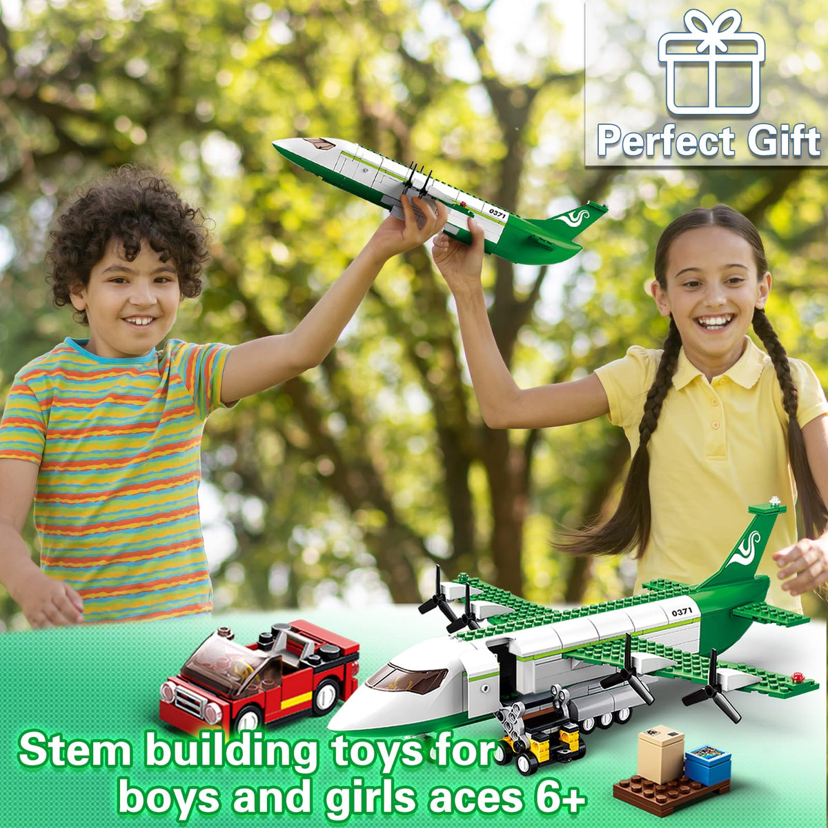 City Cargo Plane Building Set with Car H891777