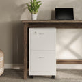 White 2-Drawer Wooden File Cabinet with Lock D79503