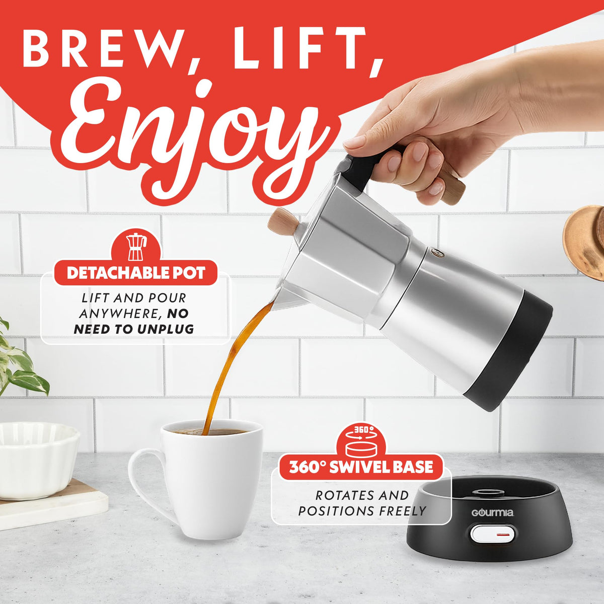 6 Shot Electric Moka Pot Espresso Maker M2710