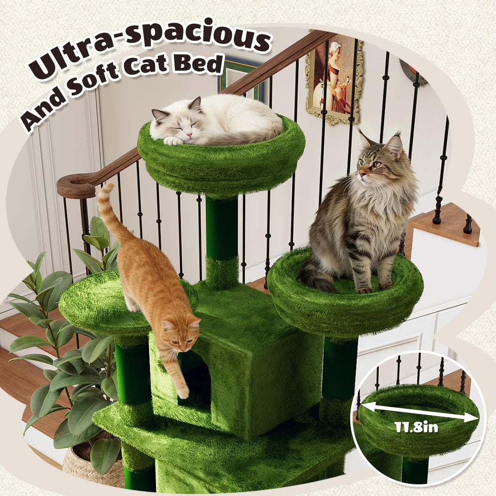 70.87'' Cat Tree Tower with Scratching Post and Hanging Hammock I316