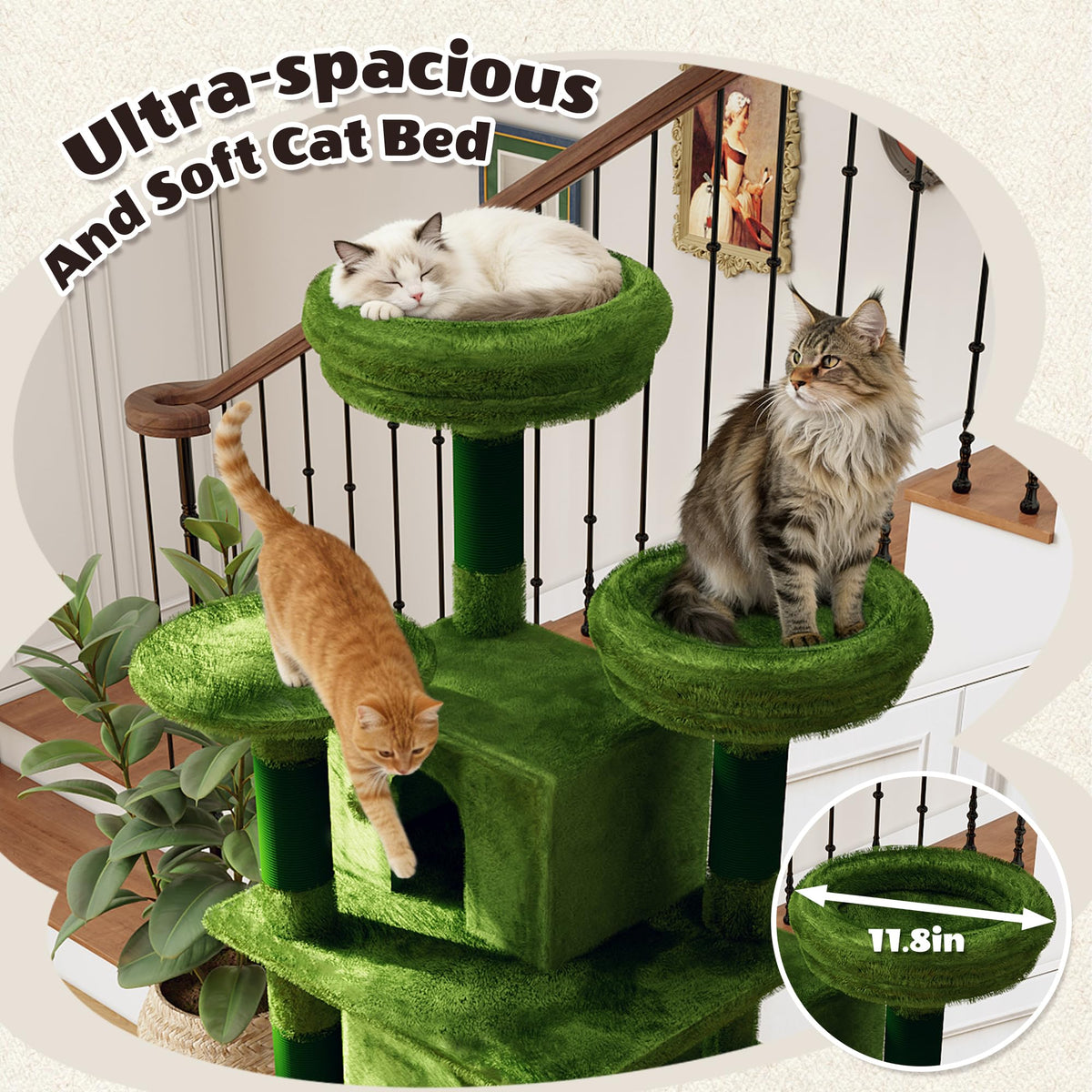 70.87'' Cat Tree Tower with Scratching Post and Hanging Hammock I316