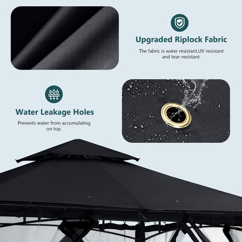 10x12 ft Heavy Duty Patio Gazebo with Netting Walls J29682