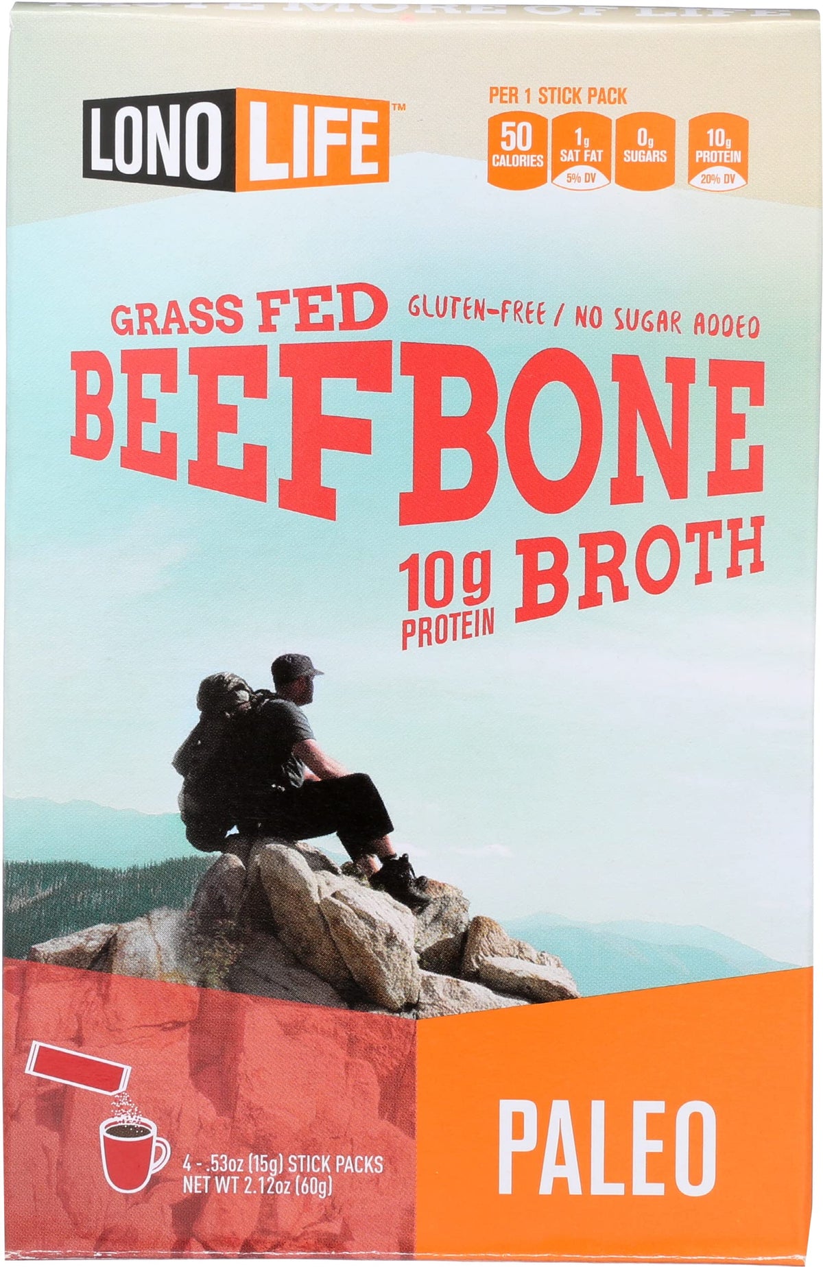 Grass Fed Beef Bone Broth Sticks 4 Count 2.12 Ounce Pack of 6 G621252
