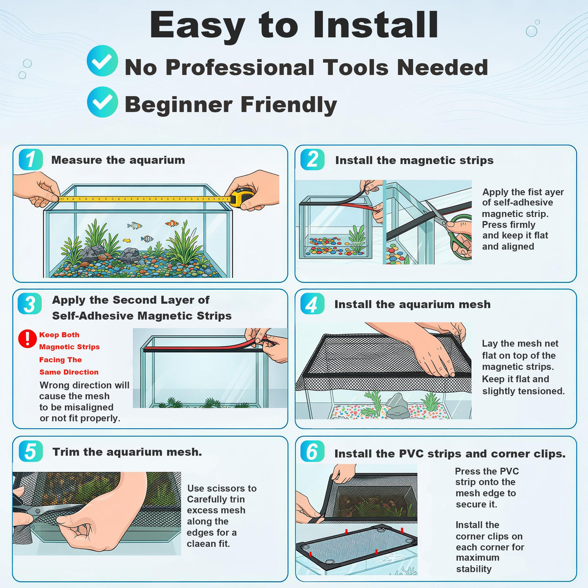 Magnetic Aquarium Lid Mesh Cover A994403