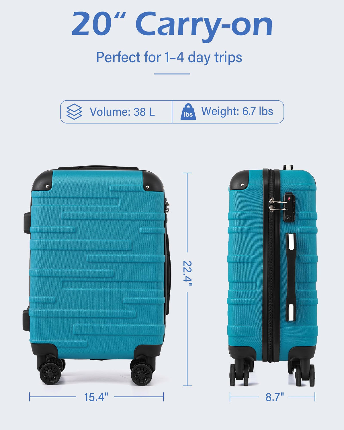Hardside ABS Luggage with TSA Lock and Spinner Wheels Y6890