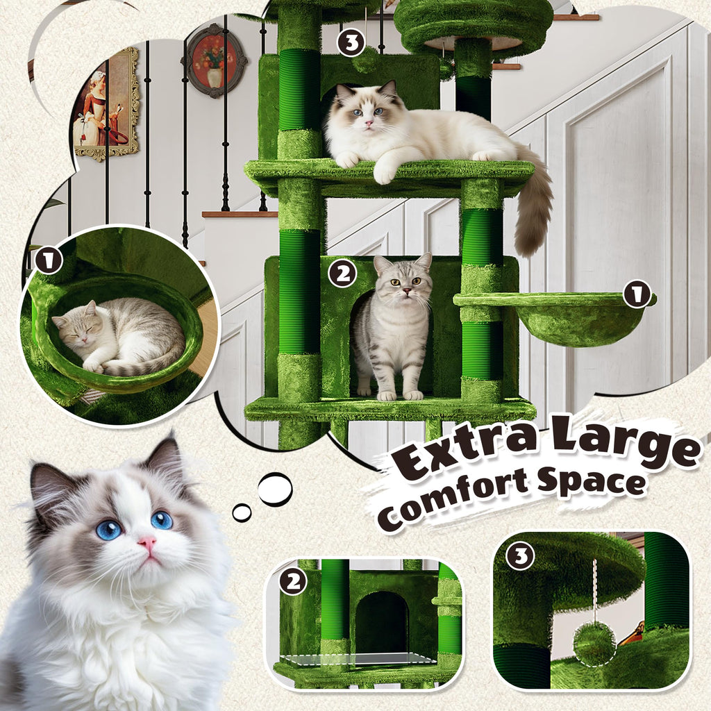 70.87'' Cat Tree Tower with Scratching Post and Hanging Hammock I316