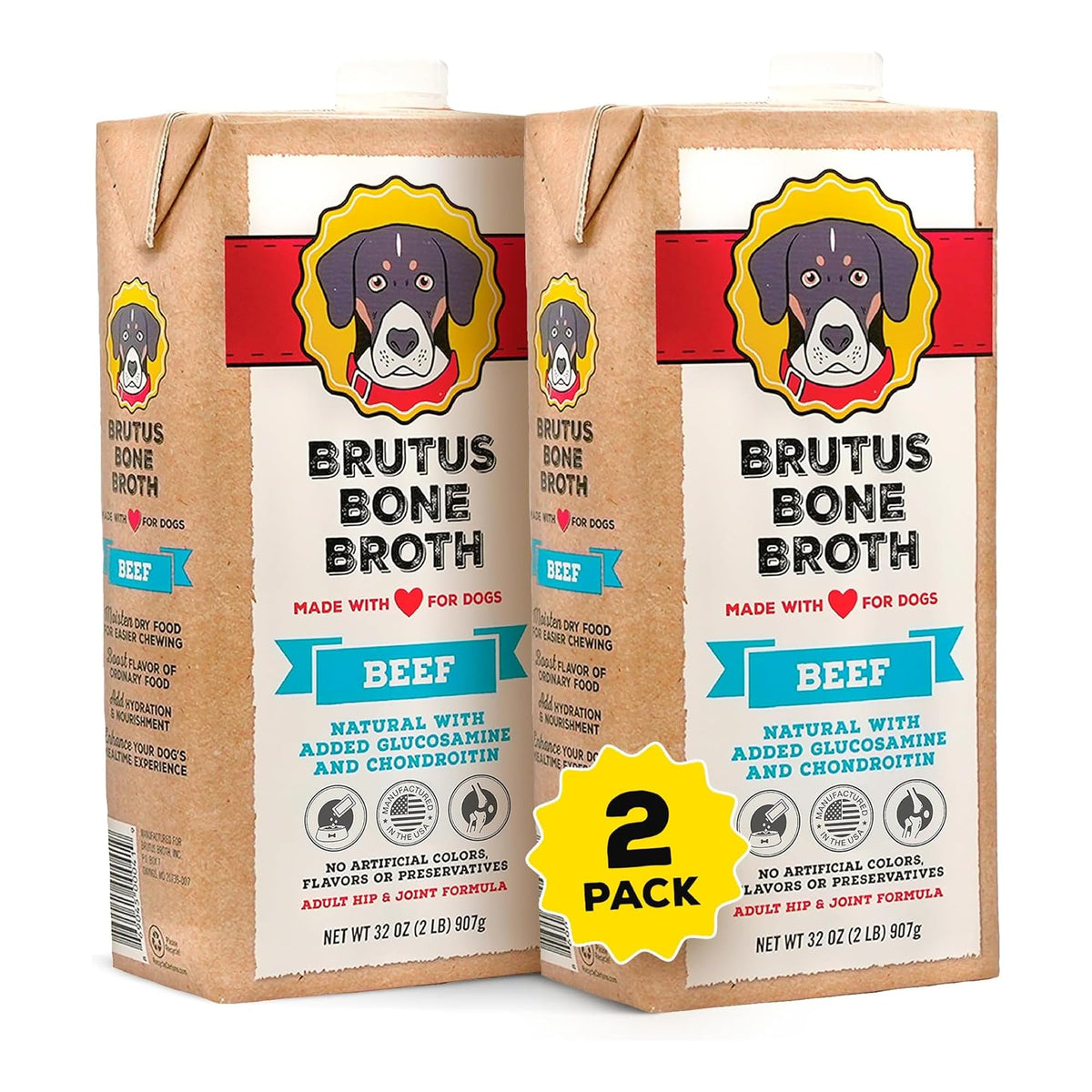 Instant Bone Broth Dog Food Topper Beef Flavor Pack of 2 B3614