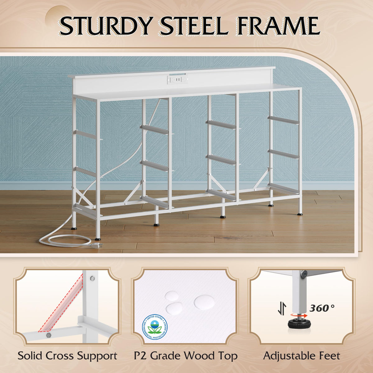 White 2-Piece TV Stand Dresser with 8+9 Fabric Drawers H9778