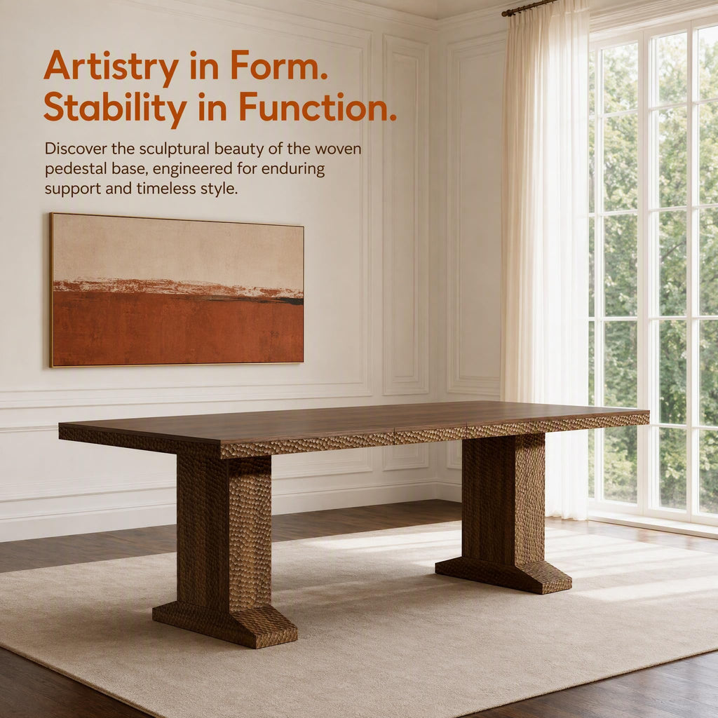 63-94.5 Inch Extendable Dining Table Set with 8 Brown Chairs B242